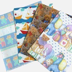 Vintage Teddy Bear Gift Wrapping Paper 4 Designs Baby Shower Juvenile Sailboats